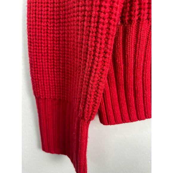 Red Cable Knit Sweater Womens Size XS Pullover Turtleneck Loose Chunky Top - Picture 4 of 13